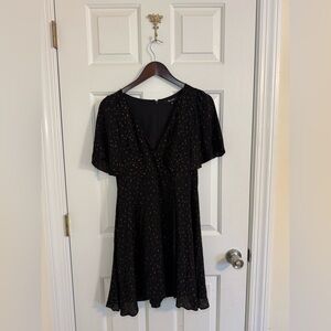 Madewell Dots Cape Sleeves dress size 6 bronze and black